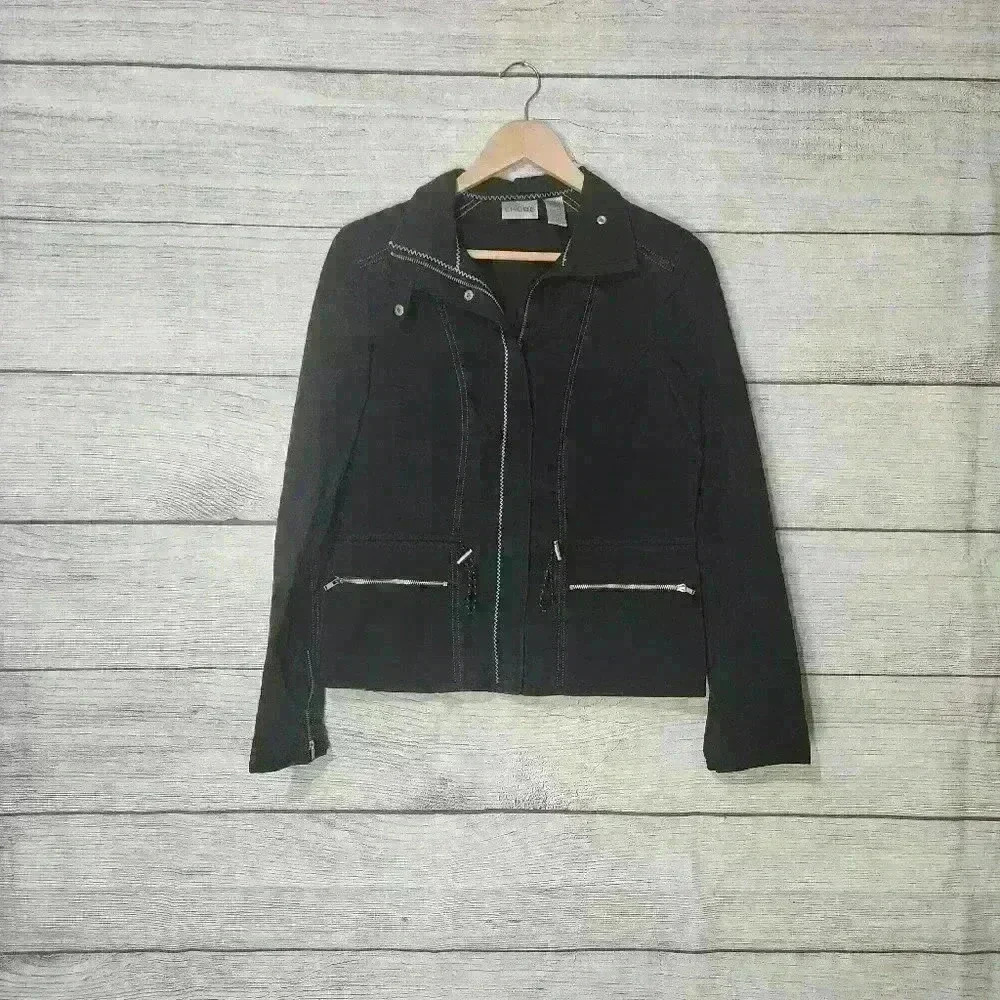 Chicos Zip Up Thin Jacket, Size 0